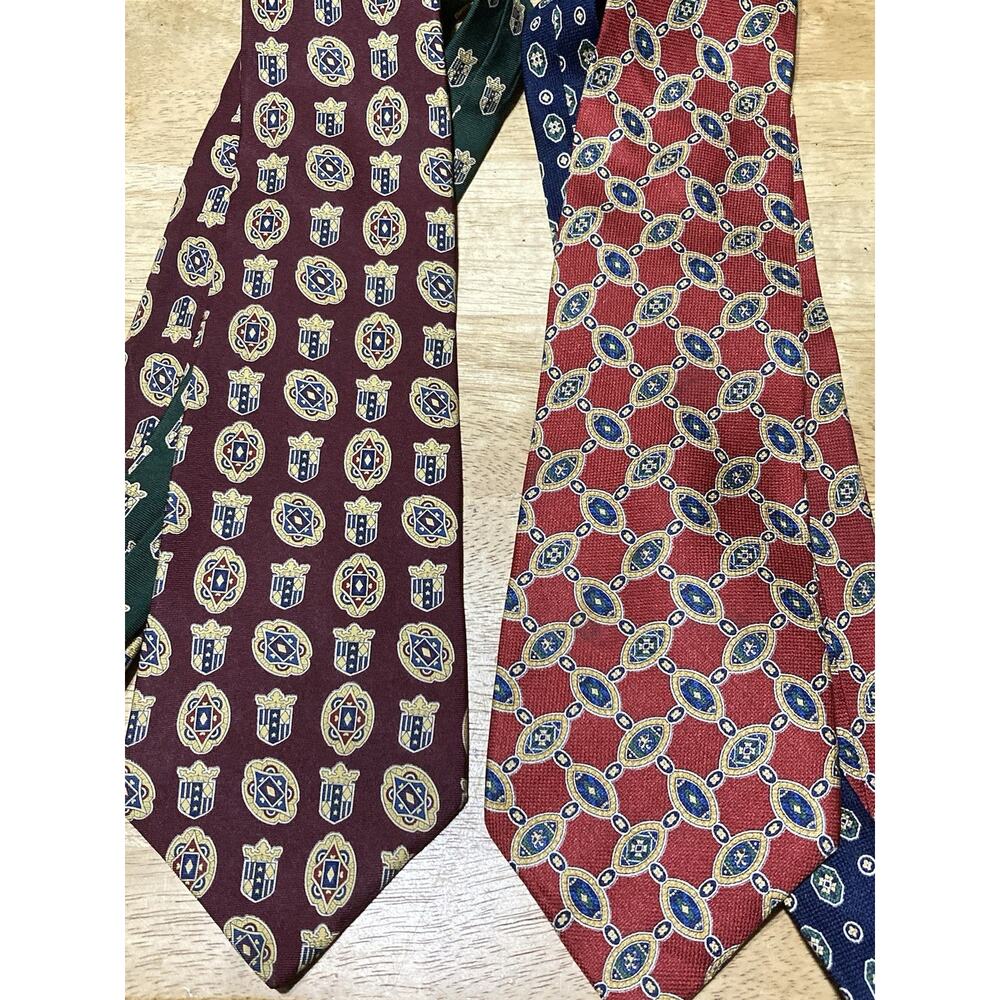 Tommy Hilfiger Men's Silk Neck Tie Lot 2 Geometric 3 3/4 X 59 Made in The USA